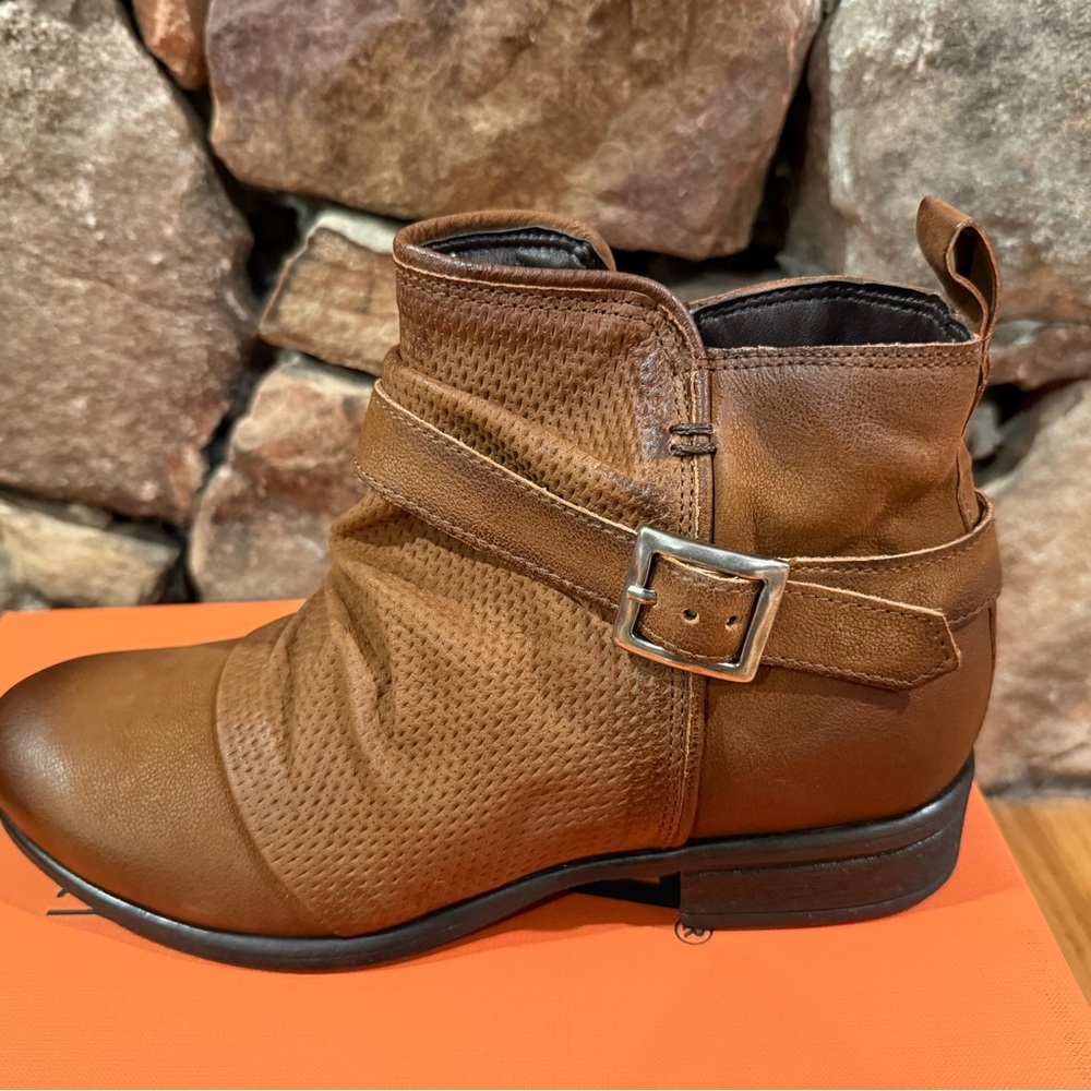 Miz Mooz Brown Leather Ankle Boots with Buckle